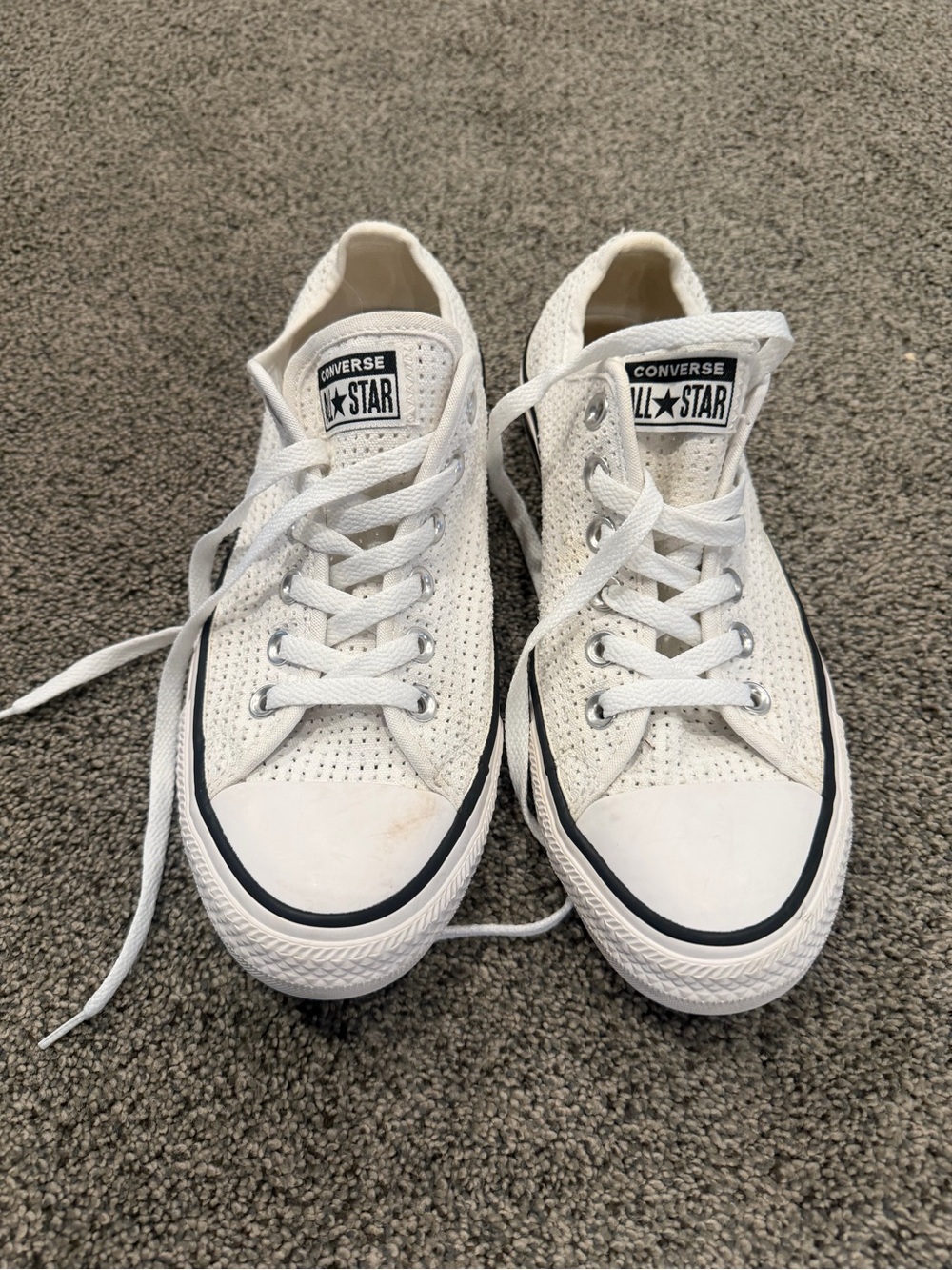 Converse Women’s White Low Top Sneakers with Black Trim